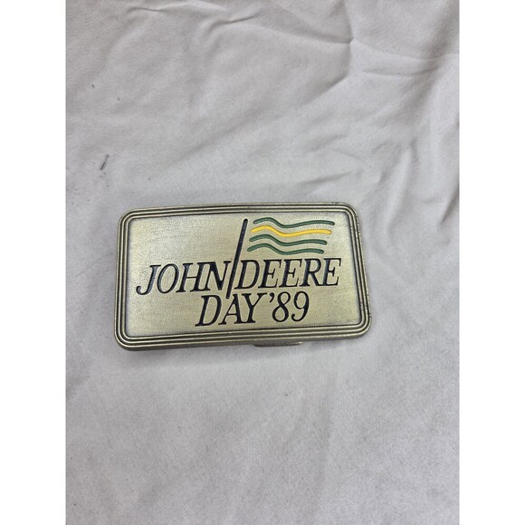 John Deere Day 1989 Belt Buckle - Gold Tone Rectangular Collectible